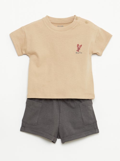 Pack 2 piezas pantalón corto + camiseta - Kiabi