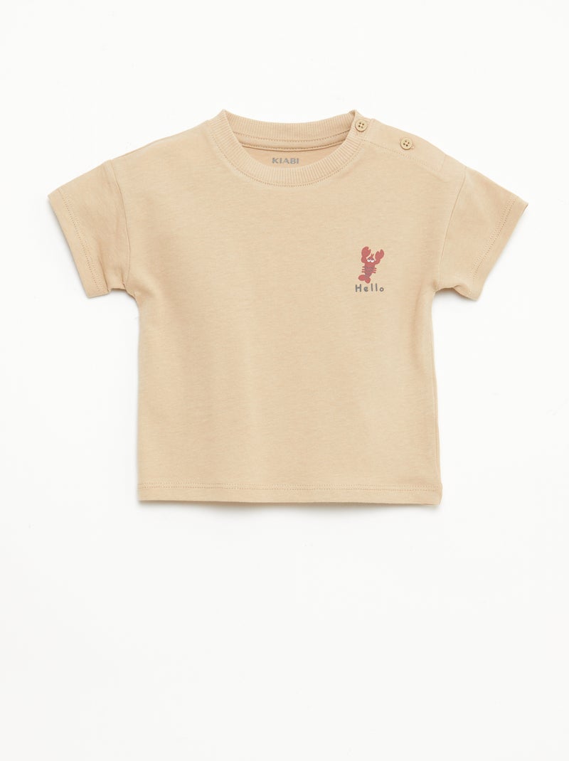 Pack 2 piezas pantalón corto + camiseta Beige - Kiabi