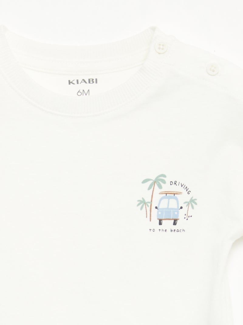 Pack 2 piezas pantalón corto + camiseta Blanco - Kiabi