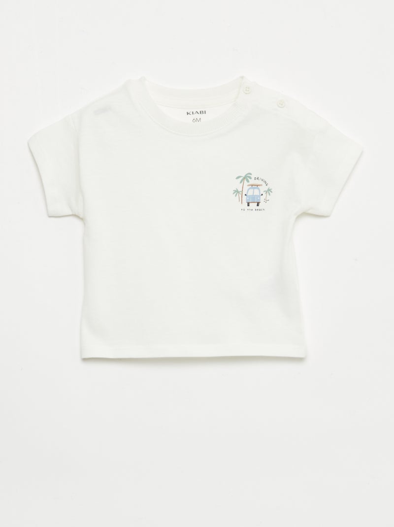 Pack 2 piezas pantalón corto + camiseta Blanco - Kiabi