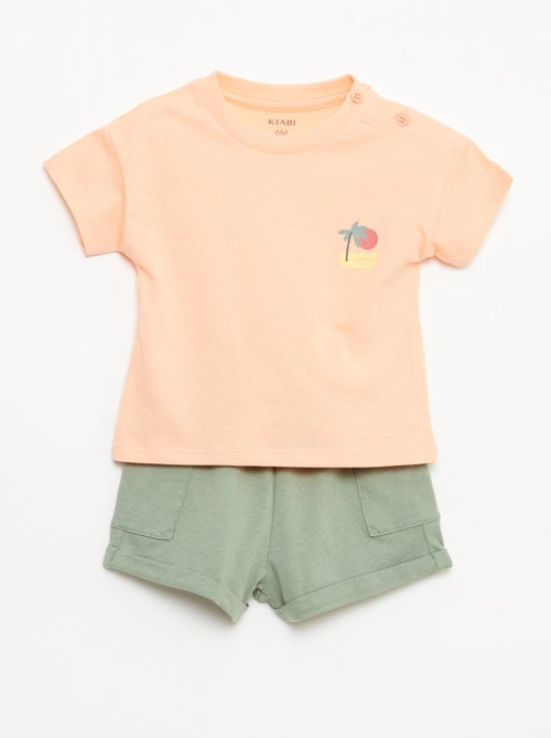 Pack 2 piezas pantalón corto + camiseta - Kiabi