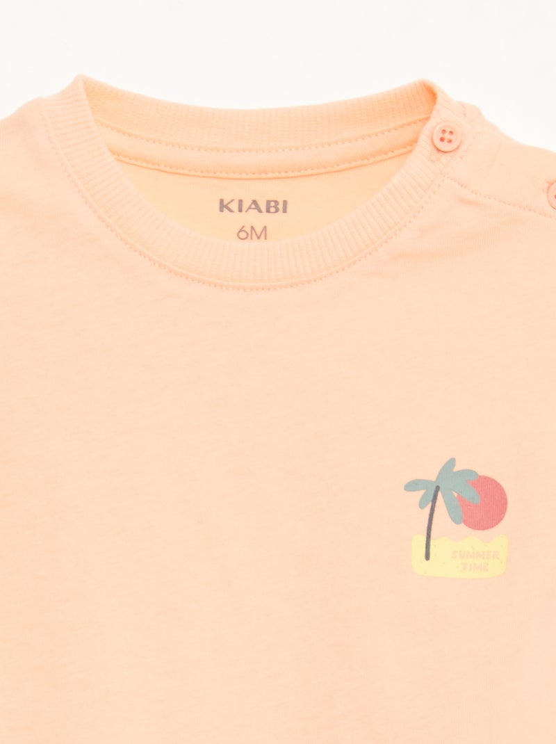 Pack 2 piezas pantalón corto + camiseta Naranja - Kiabi