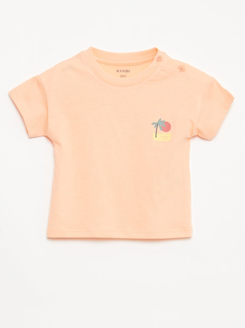 Pack 2 piezas pantalón corto + camiseta Naranja - Kiabi