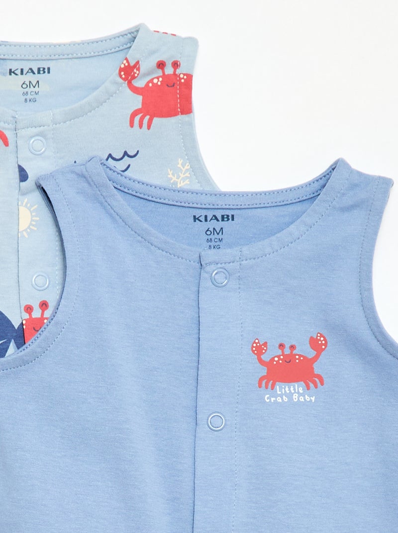 Pack 2 pijamas ligeros con abertura a presión Azul - Kiabi