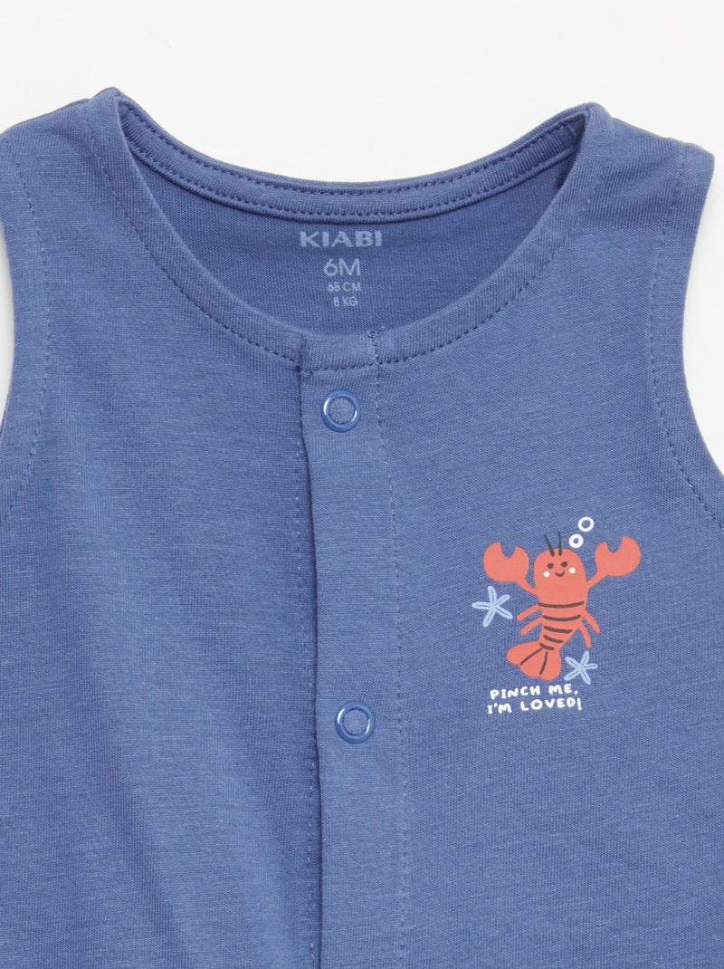 Pack 2 pijamas ligeros con abertura a presión Azul - Kiabi