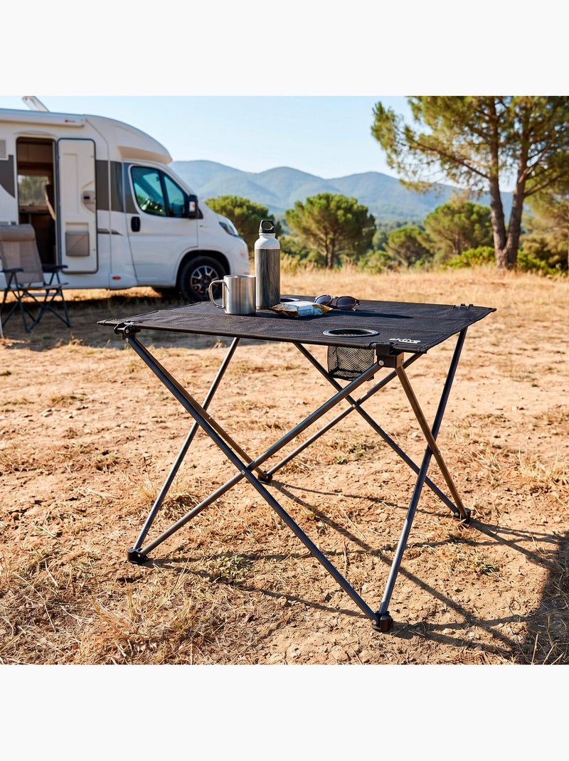 Pack 2 sillas camping 48x47x82 cm rayas y mesa plegable 61x50x51 cm Azul Blanco - Kiabi