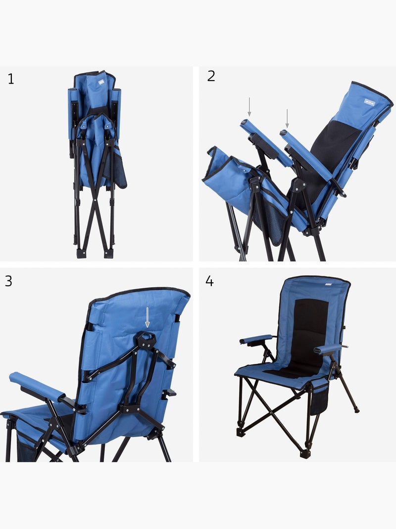 Pack 2 sillas camping altas 54x80x103 cm con bolsillos aktive Azul Negro - Kiabi