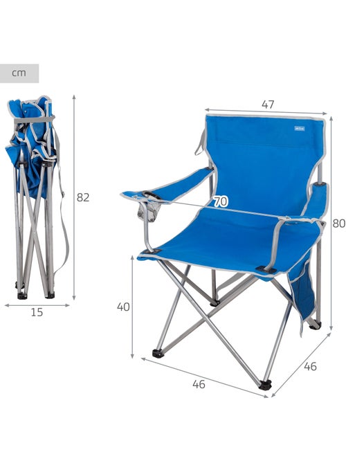 Pack 2 sillas camping alto fijas 47x46x80 cm aktive - Kiabi