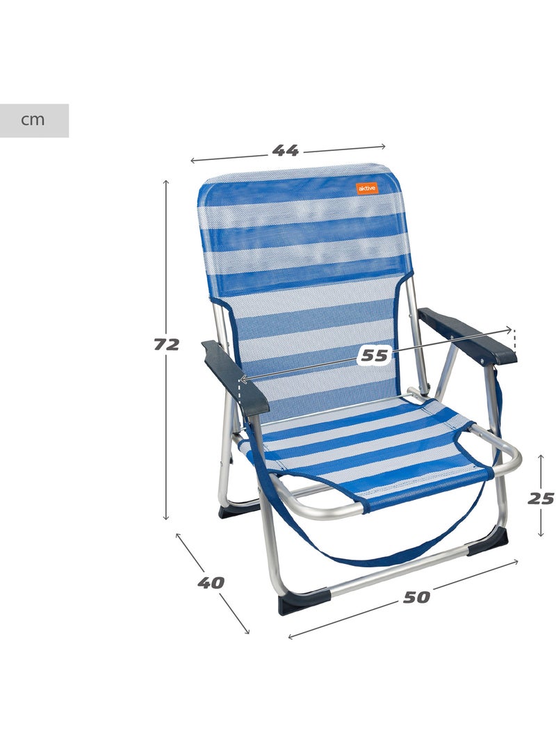 Pack 2 sillas de playa fijas y plegables aktive Azul Blanco - Kiabi