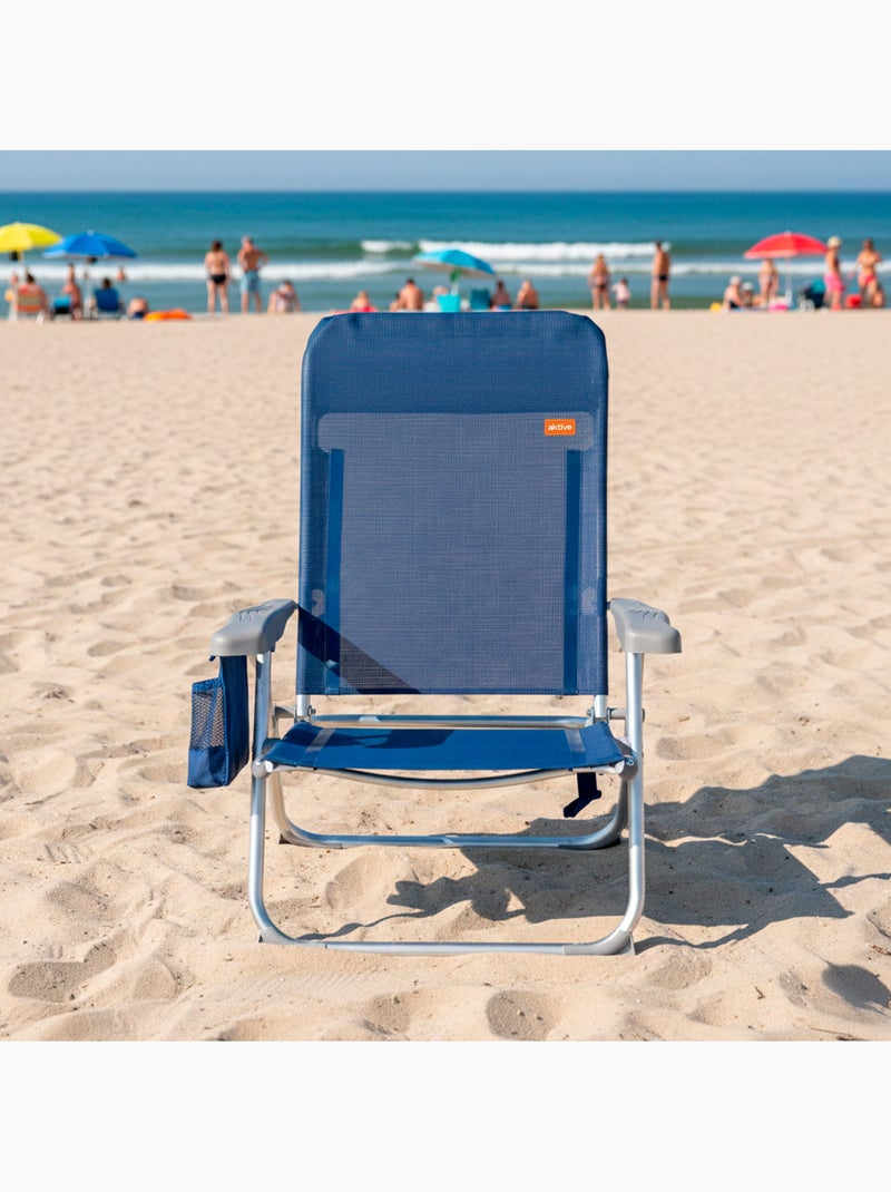 Pack 2 sillas de playa multiposición plegado slim aktive Azul marino - Kiabi