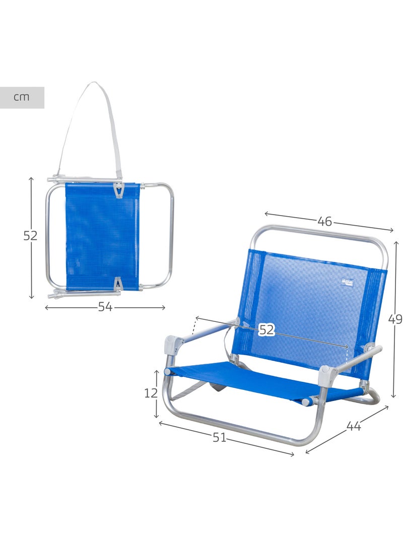 Pack 2 sillas playa 46x44x49 cm, sombrilla 200 cm y nevera blanda 18 l aktive Azul - Kiabi