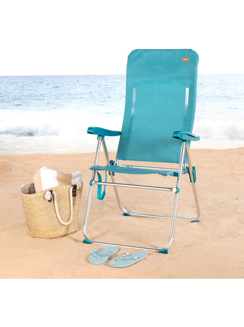 Pack 2 sillas playa altas multiposición 46x67x110 cm aktive Turquesa - Kiabi