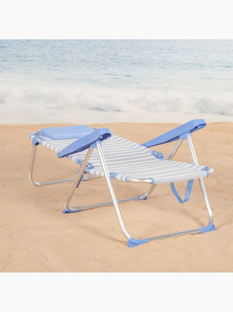 Pack 2 sillas playa alto multiposición 48x60x90 cm aktive Azul Blanco - Kiabi