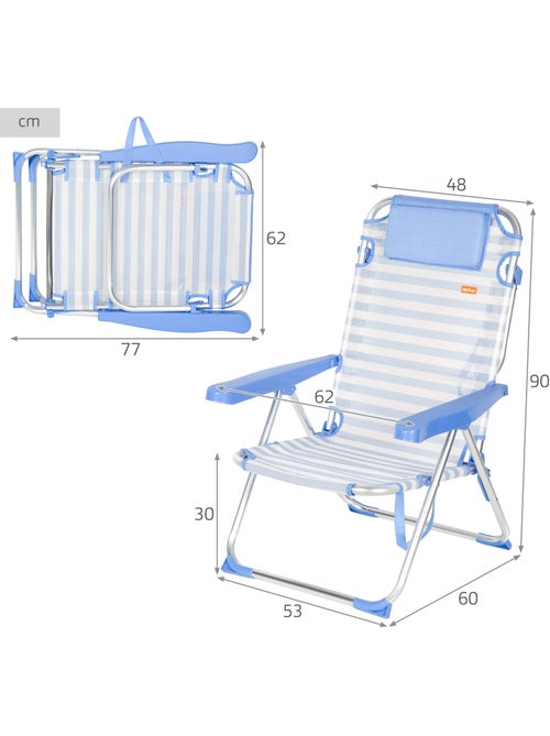 Pack 2 sillas playa alto multiposición 48x60x90 cm aktive - Kiabi