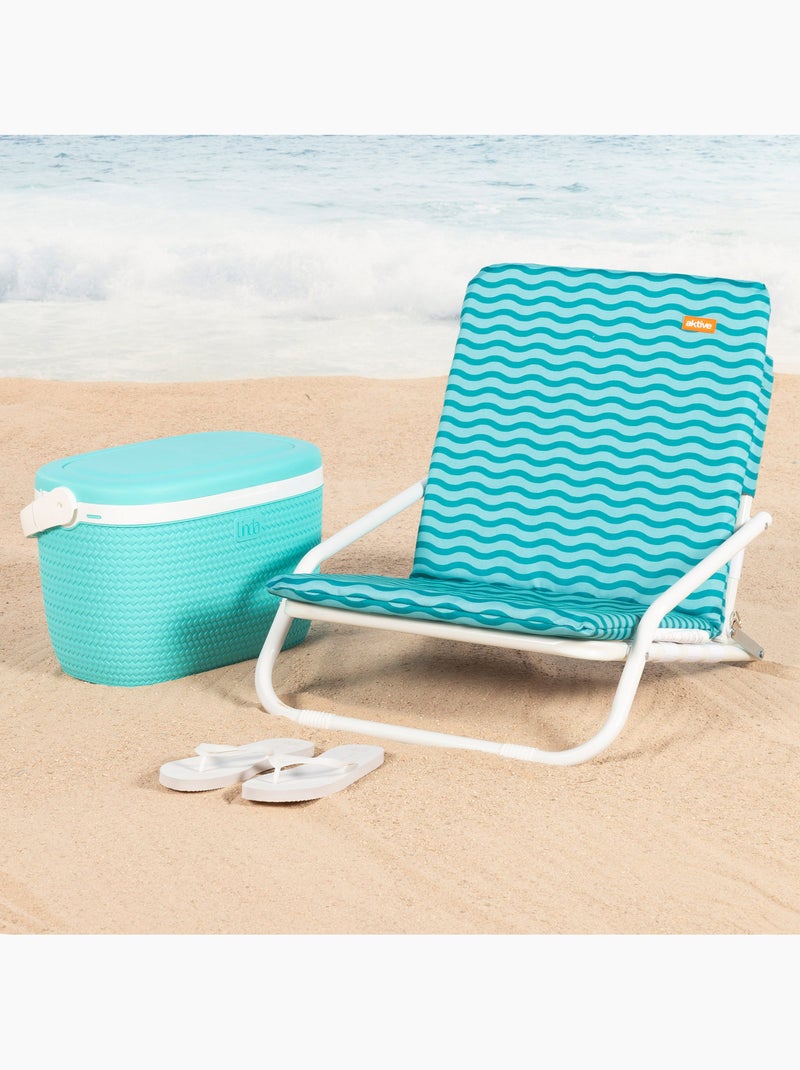 Pack 2 sillas playa bajas 46x60x50 cm con bolsillo trasero aktive Turquesa - Kiabi