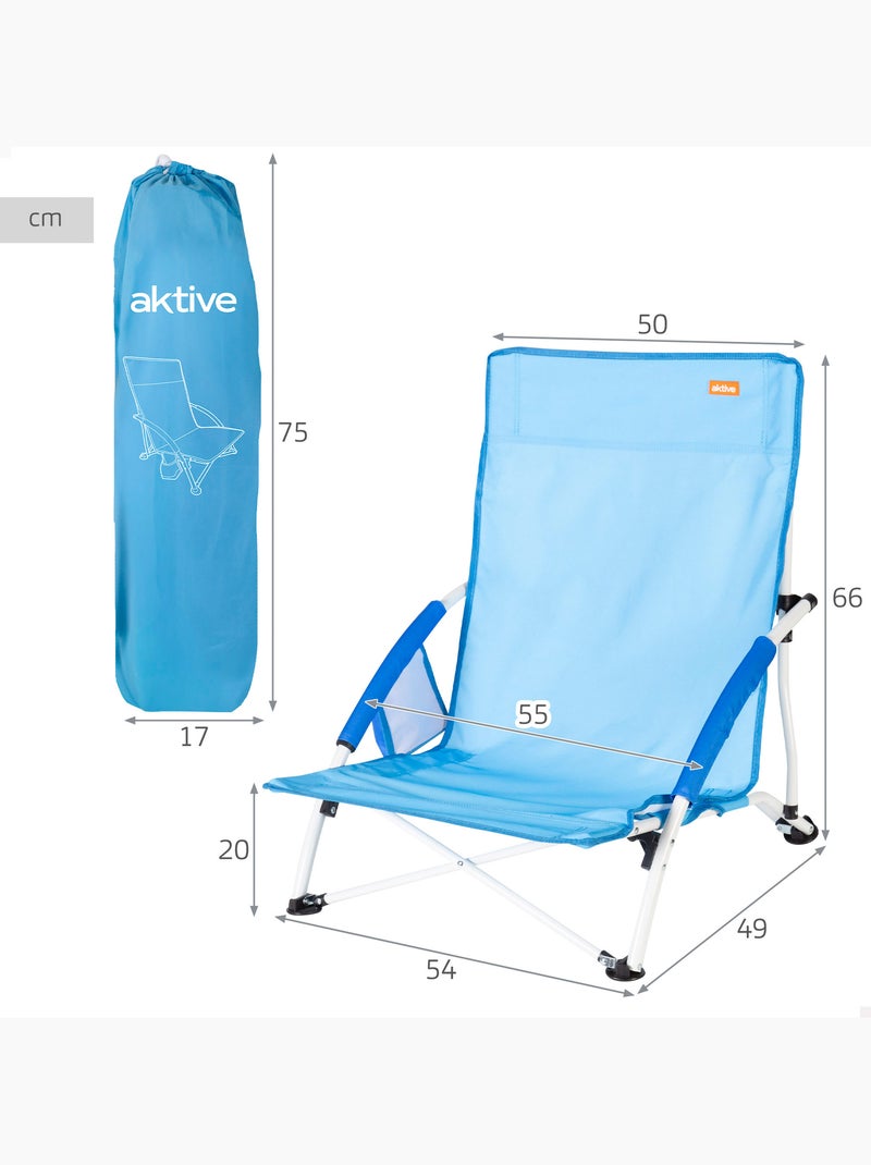 Pack 2 sillas playa bajo fija 50x49x66 cm aktive Azul - Kiabi