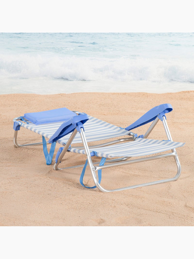 Pack 2 sillas playa bajo multiposición 48x50x80 cm aktive Azul Blanco - Kiabi