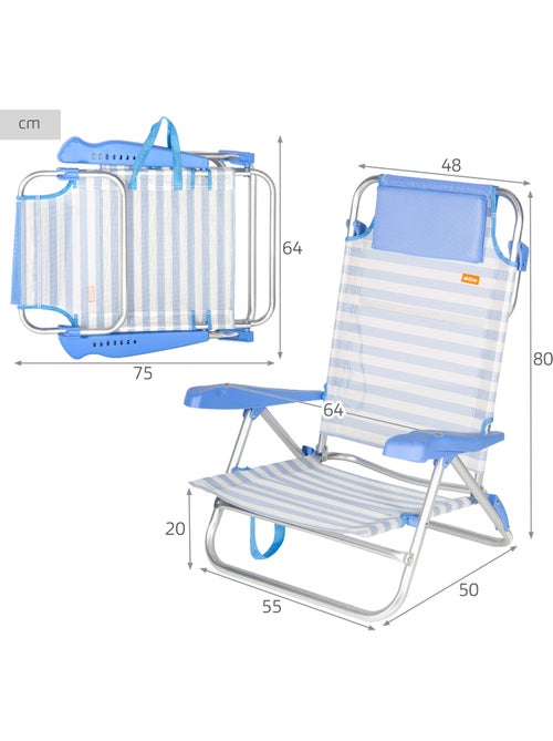 Pack 2 sillas playa bajo multiposición 48x50x80 cm aktive - Kiabi