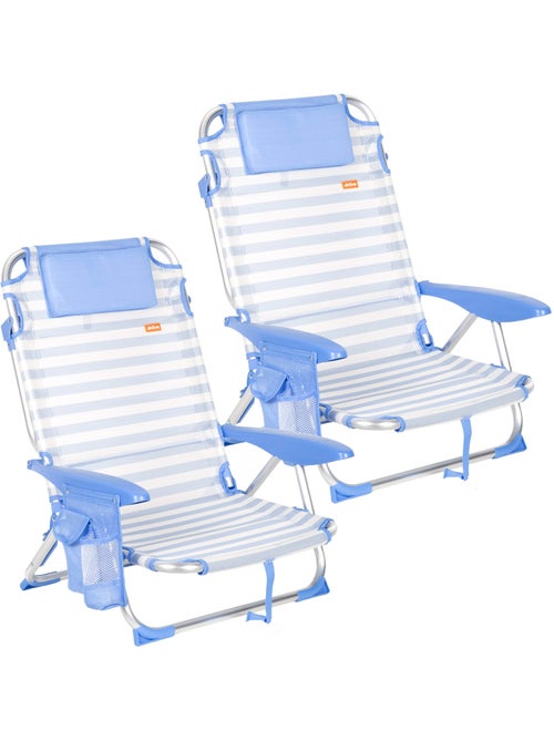 Pack 2 sillas playa bajo multiposición 51x45x76 cm con bolsillos aktive - Kiabi