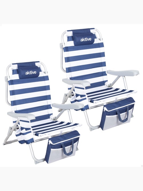 Pack 2 sillas playa media multiposición 48x58x80 cm con nevera y bolsillos aktive - Kiabi