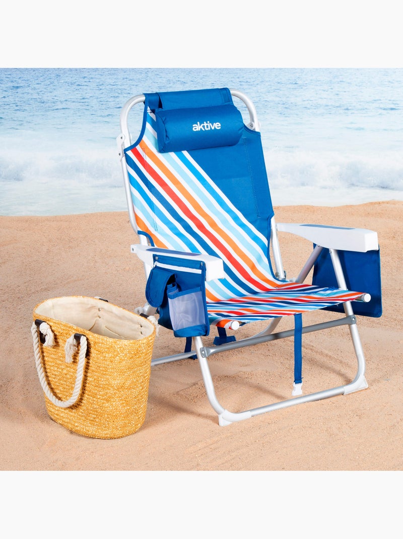 Pack 2 sillas playa media multiposición 50x55x80 cm con bolsillos aktive Multicolor - Kiabi