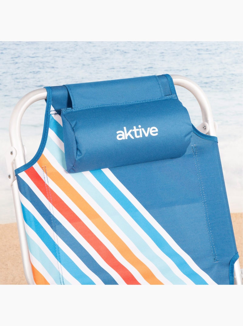 Pack 2 sillas playa media multiposición 50x55x80 cm con bolsillos aktive Multicolor - Kiabi