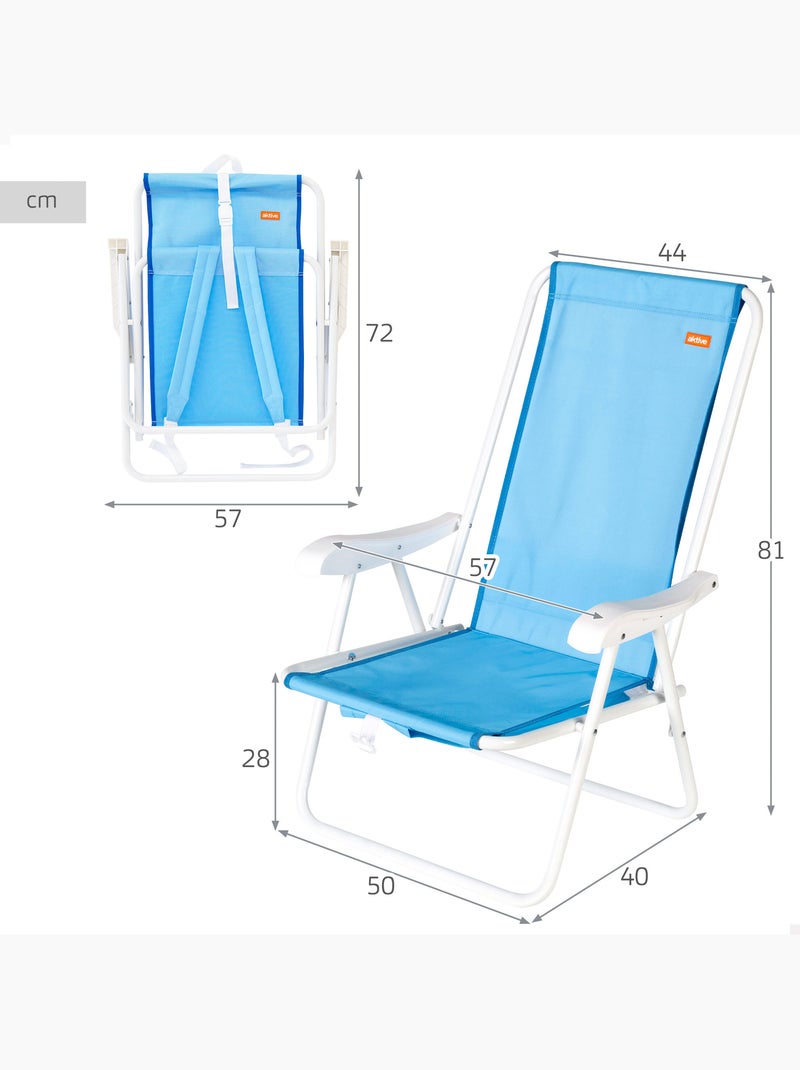 Pack 2 sillas playa medio fijas 44x40x81 cm aktive Azul - Kiabi