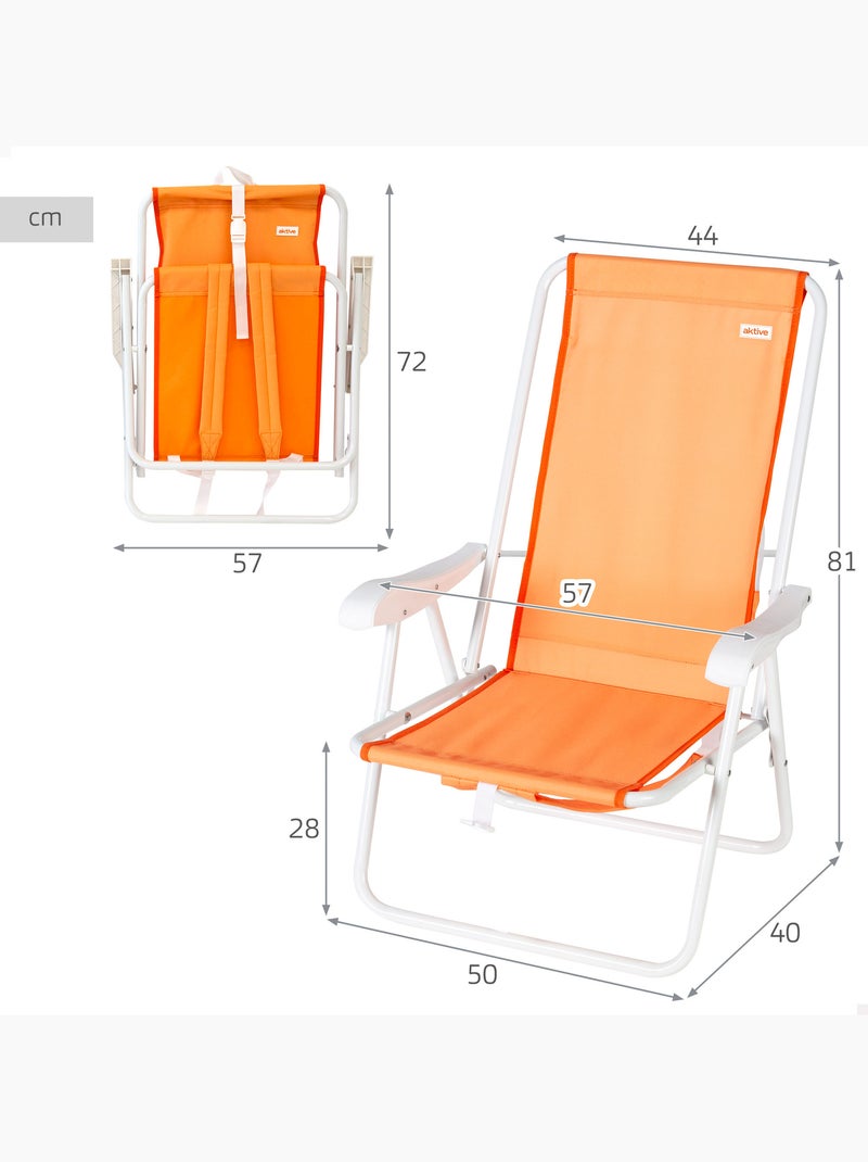 Pack 2 sillas playa medio fijas 44x40x81 cm aktive Naranja - Kiabi