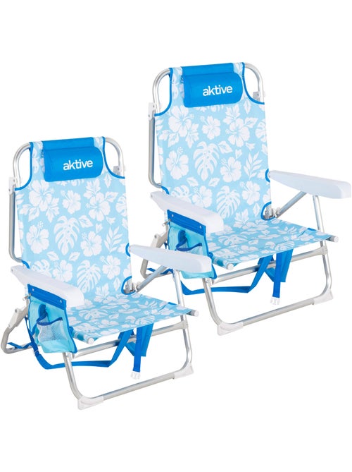 Pack 2 sillas playa medio multiposición 50x54x80 cm con bolsillos aktive - Kiabi