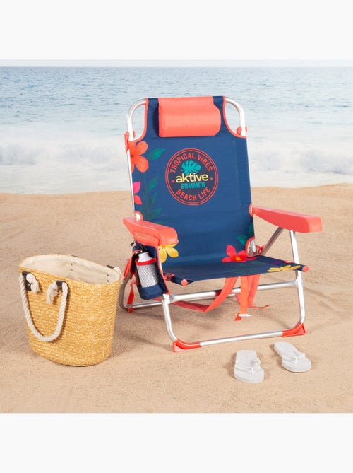 Pack 2 sillas playa medio multiposición 50x54x80 cm con bolsillos aktive - Kiabi