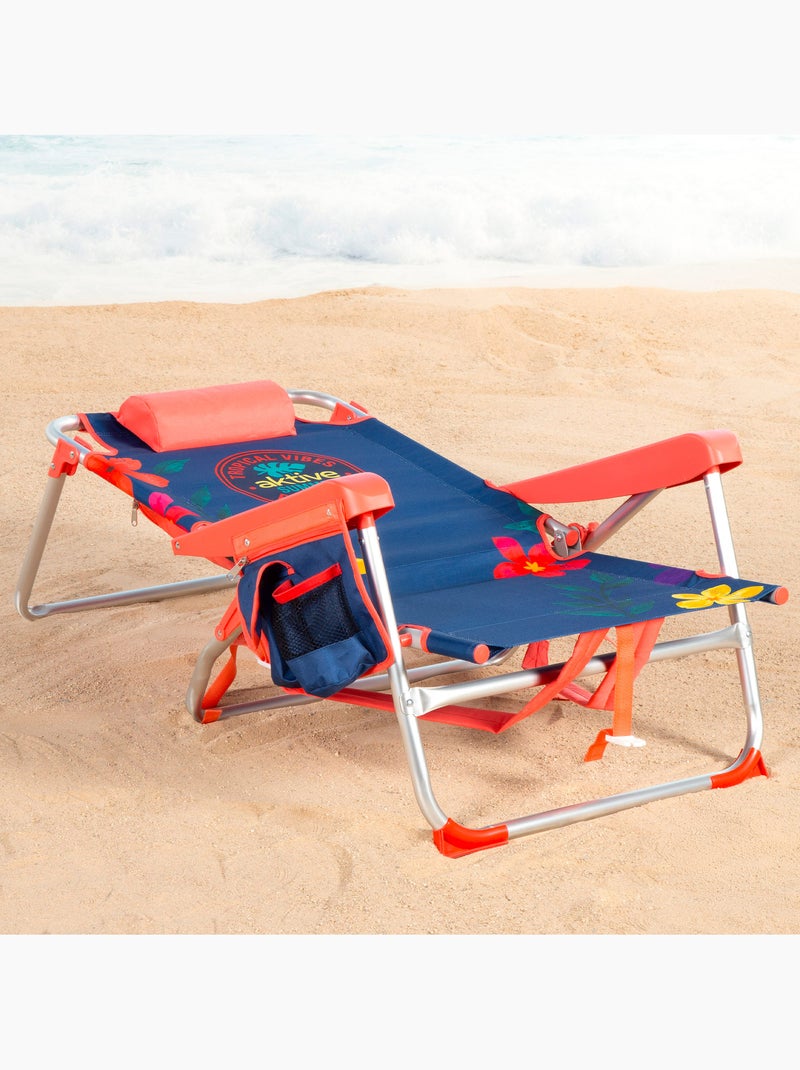 Pack 2 sillas playa medio multiposición 50x54x80 cm con bolsillos aktive Multicolor - Kiabi