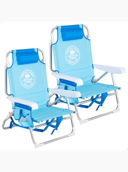 Pack 2 sillas playa medio multiposición 50x54x80 cm es con bolsillos aktive - Kiabi