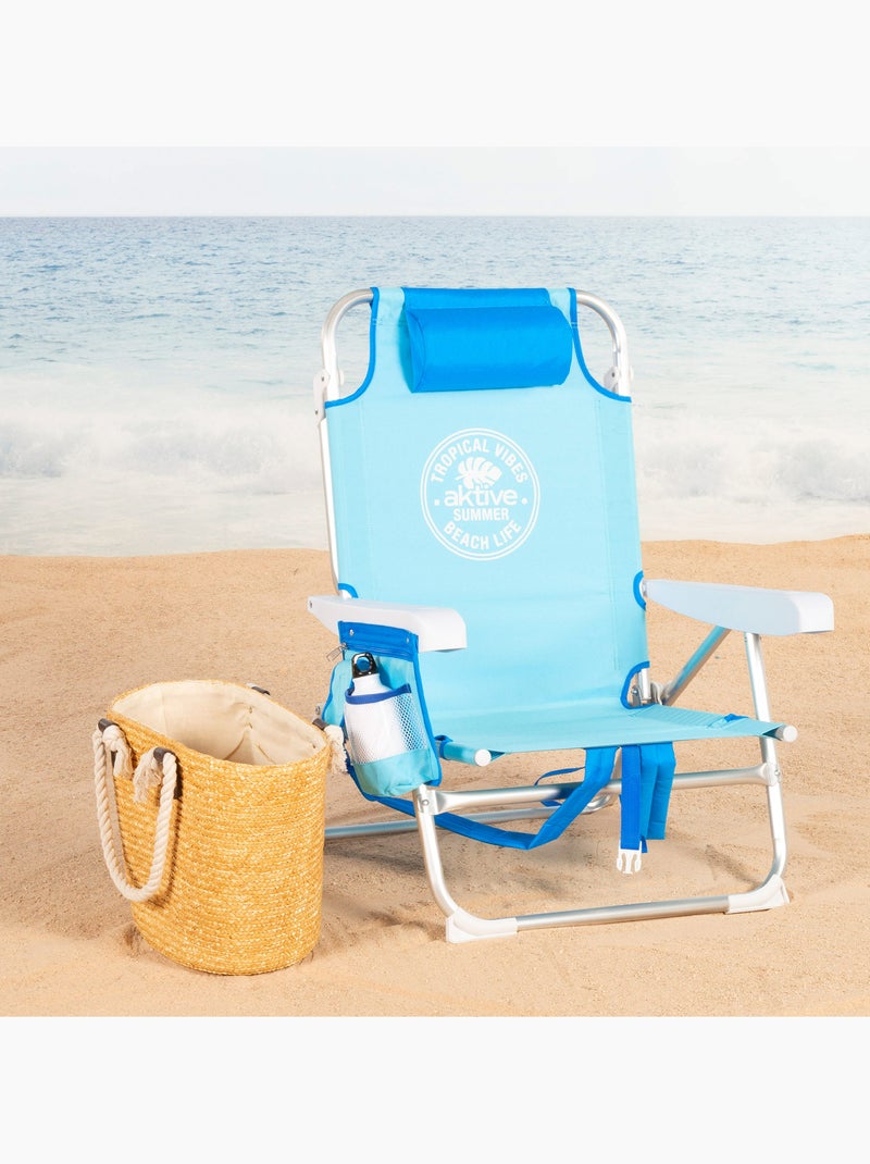 Pack 2 sillas playa medio multiposición 50x54x80 cm es con bolsillos aktive Azul - Kiabi