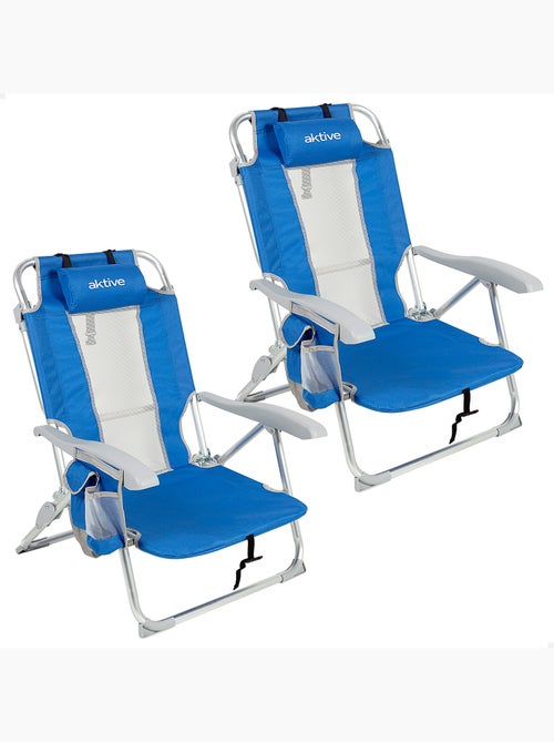 Pack 2 sillas playa plegables y multiposición con rejilla  aktive - Kiabi