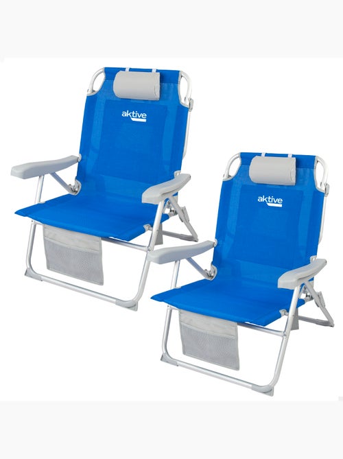 Pack 2 sillas playa xxl plegables y multiposición tejido reforzado aktive - Kiabi