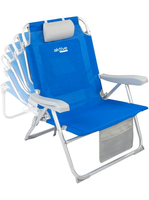 Pack 2 sillas playa xxl plegables y multiposición tejido reforzado aktive - Kiabi