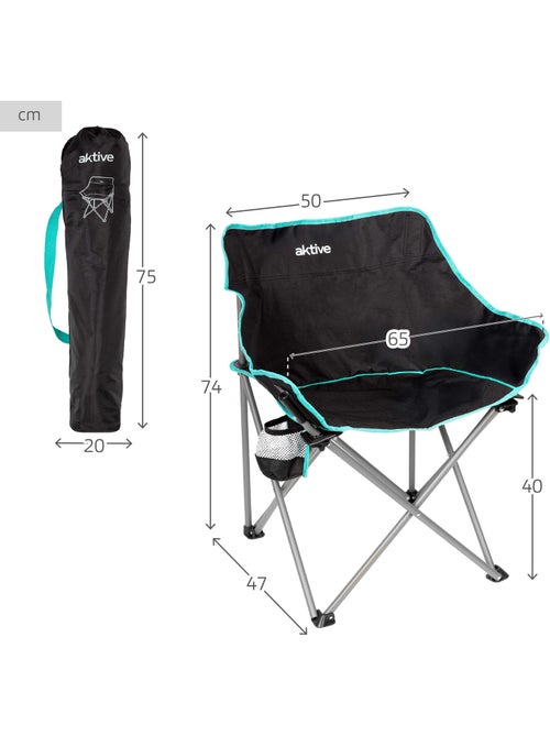 Pack 2 sillas plegables camping 50x47x74 cm con posavasoss aktive - Kiabi Pack 2 sillas plegables camping 50x47x74 cm con posavasoss aktive - Kiabi