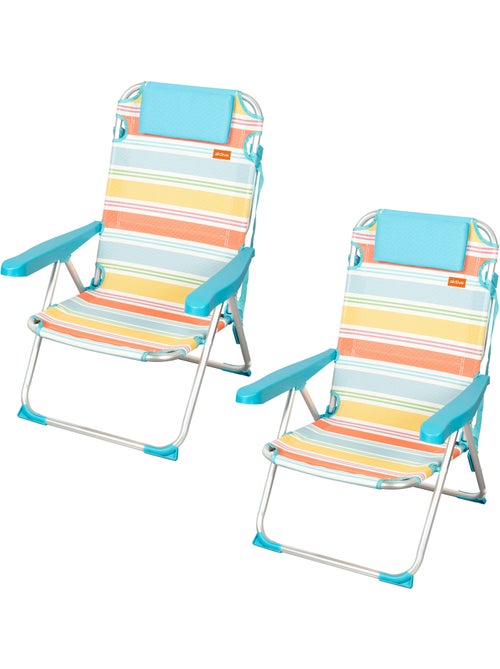 Pack 2 sillas plegables camping deluxe 48x60x90 cm 5 posiciones con respaldo aktive - Kiabi Pack 2 sillas plegables camping deluxe 48x60x90 cm 5 posiciones con respaldo aktive - Kiabi