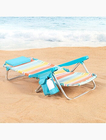 Pack 2 sillas plegables playa 48x48x75 cm 5 posiciones con cojín y bolsillos aktive