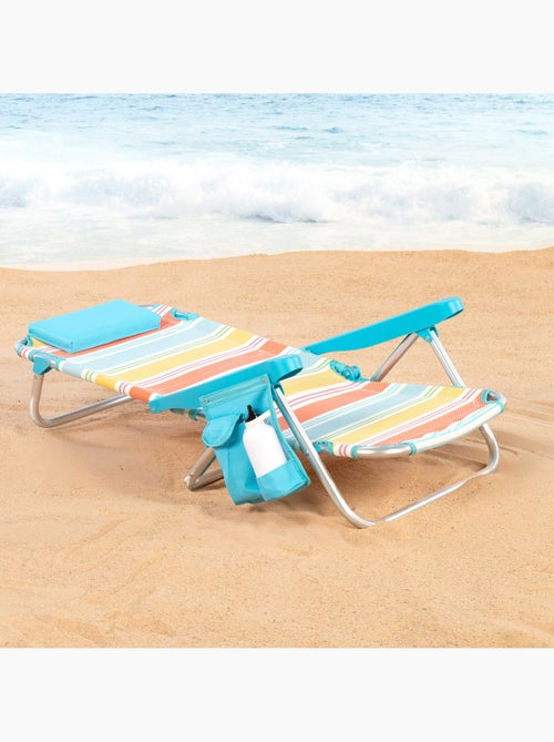 Pack 2 sillas plegables playa 48x48x75 cm 5 posiciones con cojín y bolsillos aktive - Kiabi