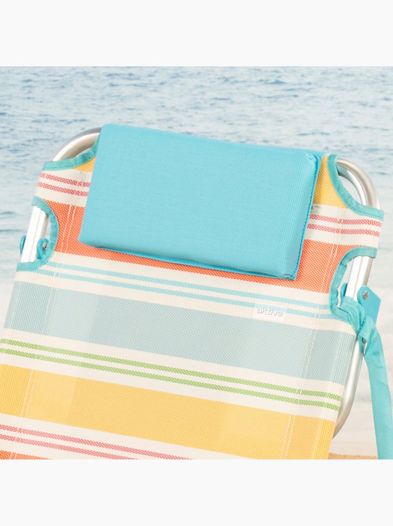 Pack 2 sillas plegables playa 48x48x75 cm 5 posiciones con cojín y bolsillos aktive Multicolor - Kiabi