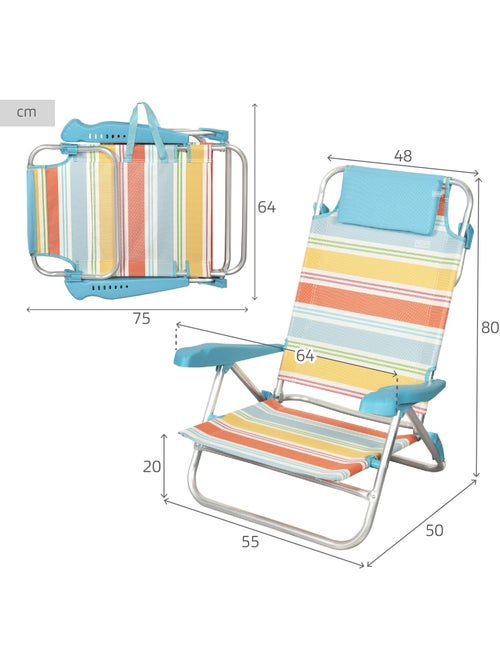 Pack 2 sillas plegables playa 8 posiciones 48x50x80 cm aktive - Kiabi