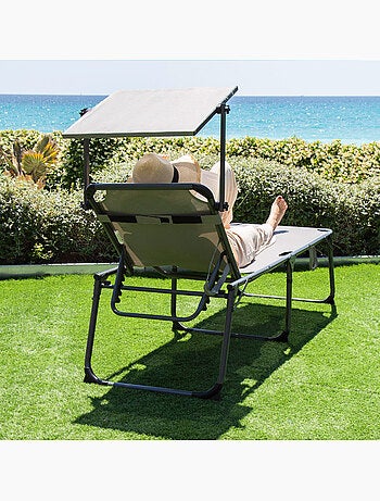 Pack 2 tumbonas plegables playa altura xl con parasol y cojín aktive