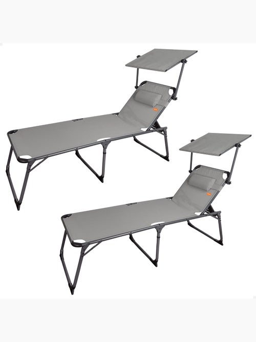 Pack 2 tumbonas plegables playa altura xl con parasol y cojín aktive - Kiabi