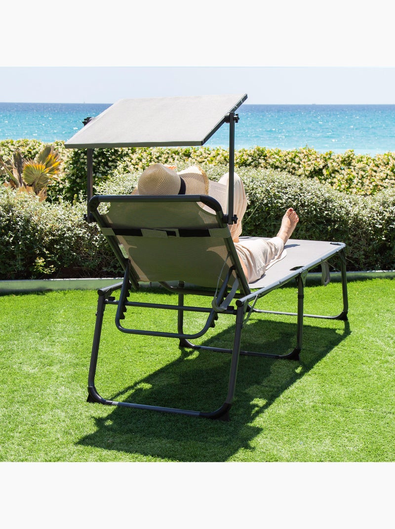 Pack 2 tumbonas plegables playa altura xl con parasol y cojín aktive Gris - Kiabi