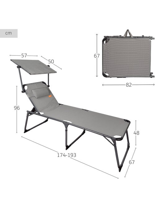 Pack 2 tumbonas plegables playa altura xl con parasol y cojín aktive - Kiabi