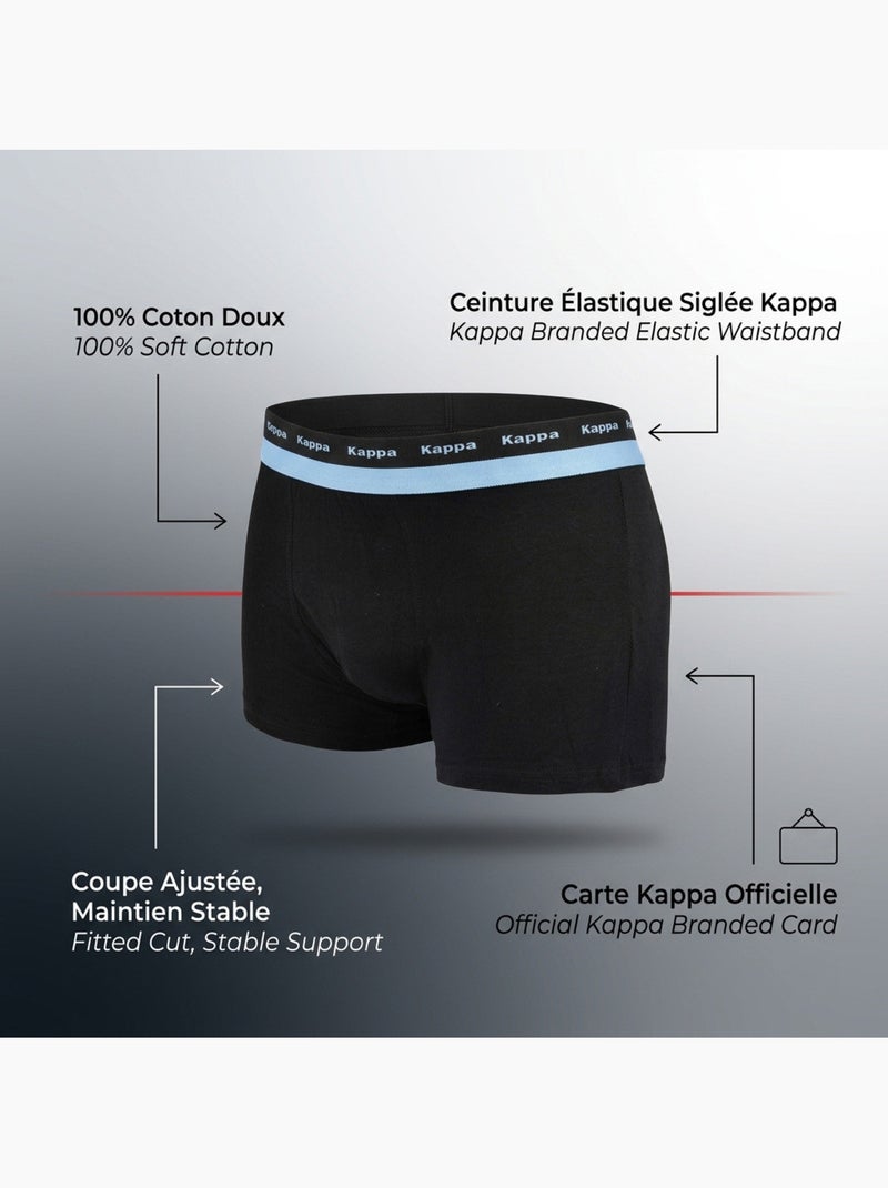 Pack 3 Boxers Hombre Algodón Cinturón Elástico KAPPA Negro - Kiabi