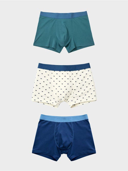 Pack 3 boxers lisos y microestampado, de modal - Kiabi Pack 3 boxers lisos y microestampado, de modal - Kiabi