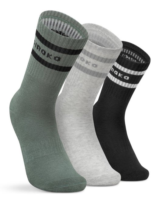 Pack 3 calcetines media caña deporte fitness hombre y mujer sidekick slate - Kiabi
