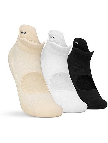 Pack 3 calcetines tobilleros antideslizantes yoga fitness hombre y mujer scale